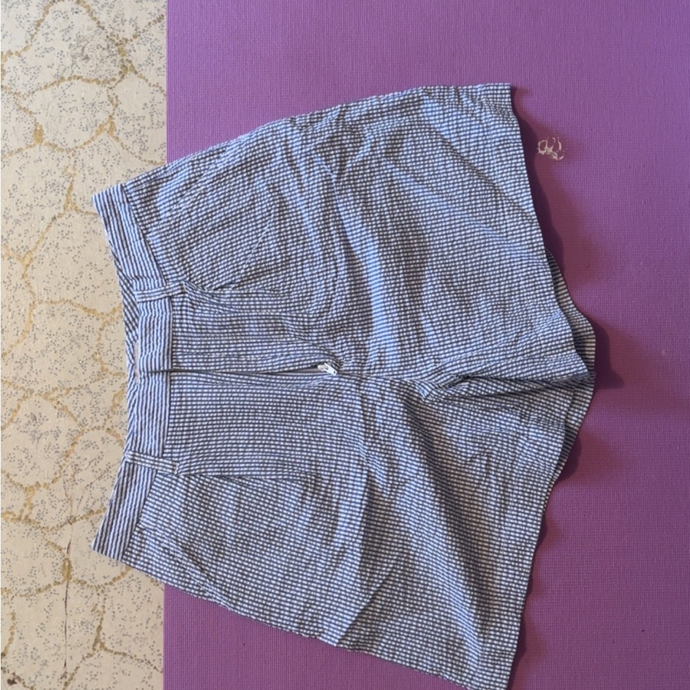 High-waisted Blue & White Striped Brixton Shorts